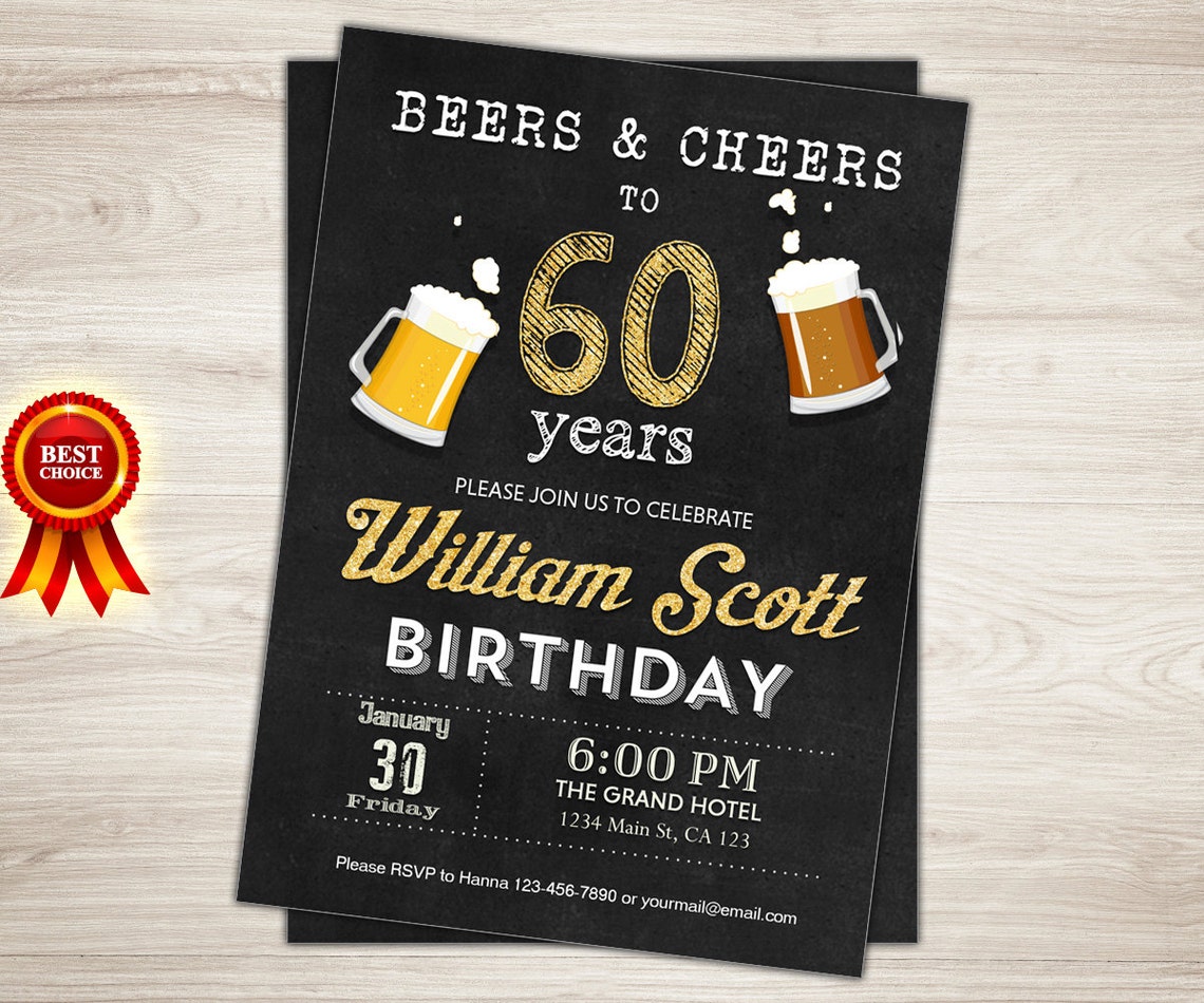 Surprise 60th birthday invitation. Man Surprise birthday party | Etsy
