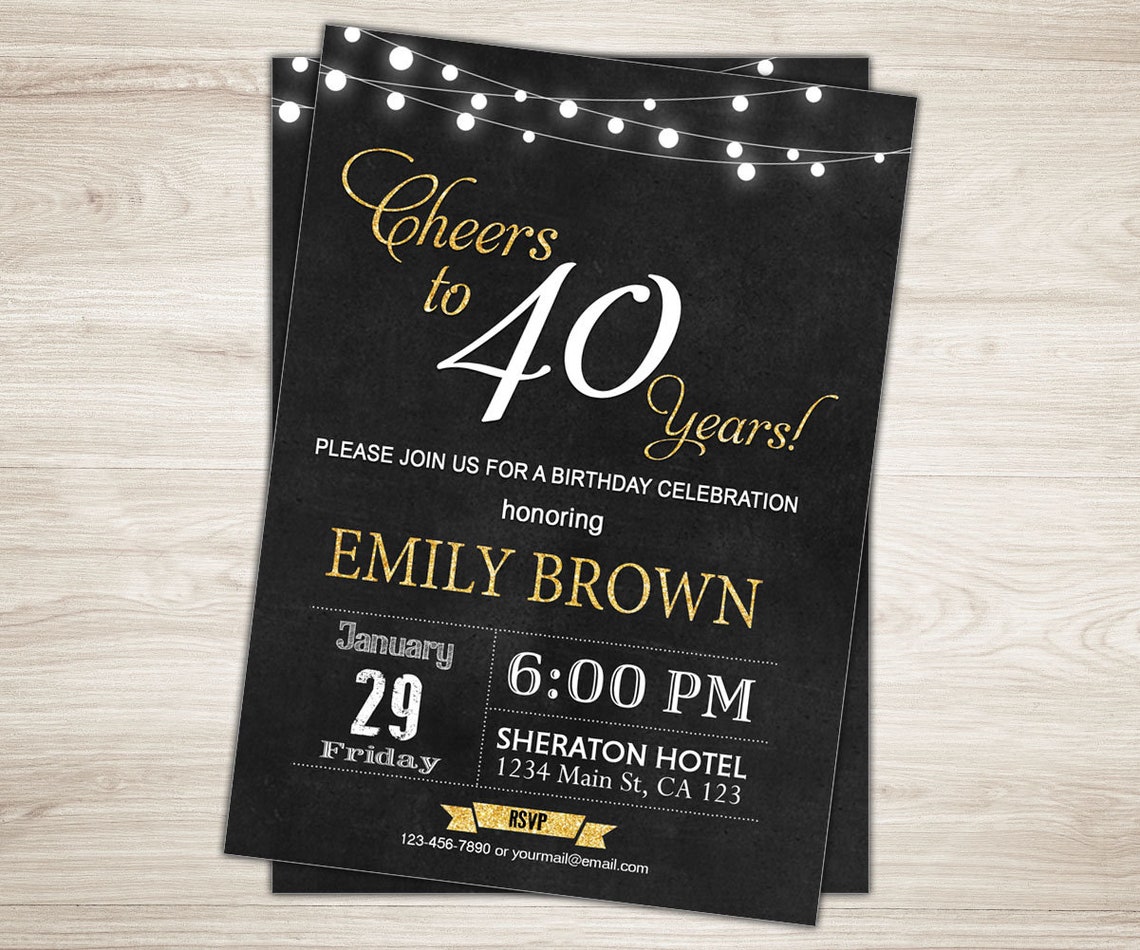 Surprise 40th Birthday Invitation for Men. Rustic Cheers to 40 Etsy