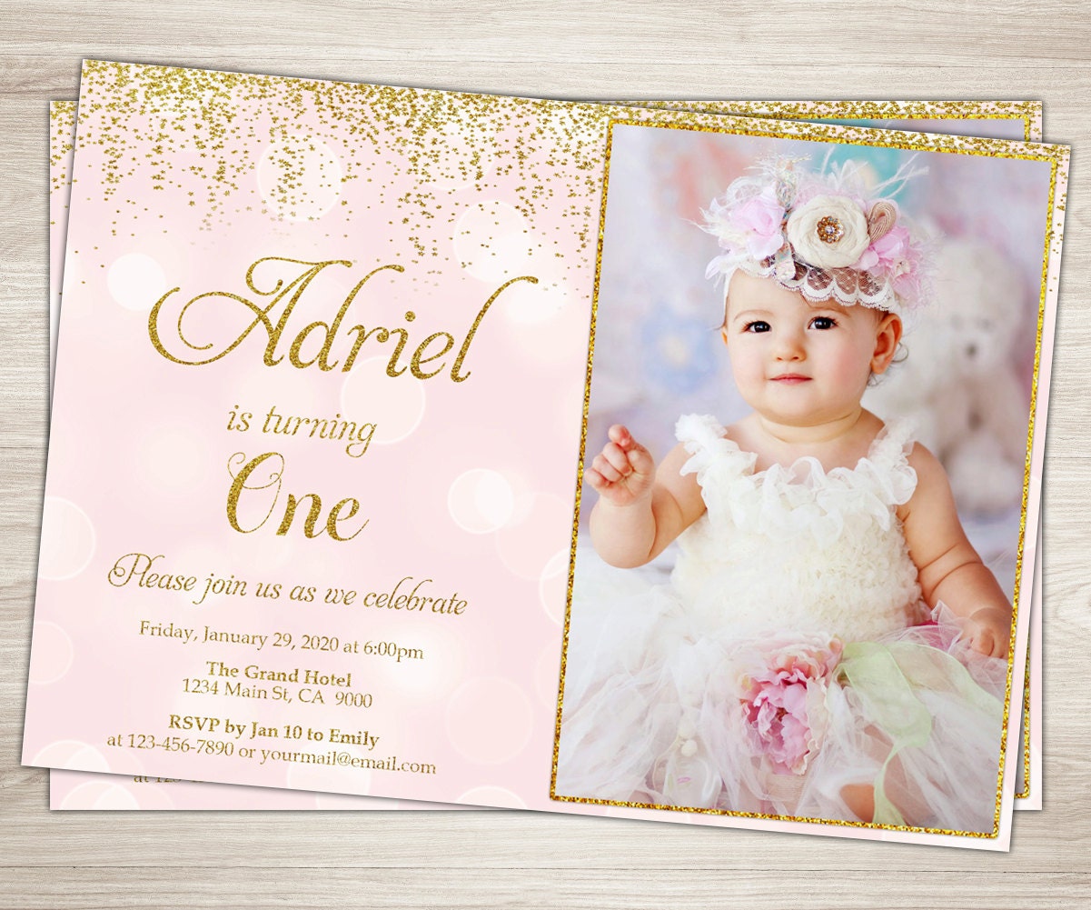 First Birthday Invitation Girl 1st Birthday Invitation Pink - Etsy