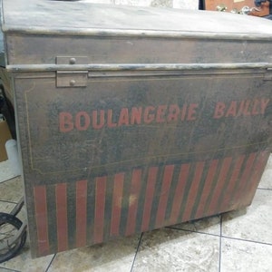 アンティーク 1920 年代 ジュエリー パリ トリポーター プーセット ローリング ベーカリー カート スポーク ホイール付き ブーランジェリー バイイ ラージ 5' x 4.5'