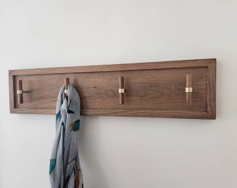 Solid Walnut Coat Rack/Towel Rack/Hand Crafted Hat Rack