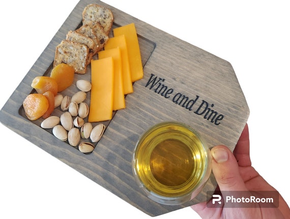 Personalized Drink and Snack Caddy/ Charcuterie Board/serving Tray/ Wine  and Cheese Board 