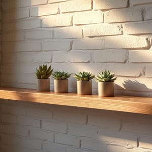 Modern Oak Floating Shelf: Solid Hardwood, Heavy-Duty Brackets