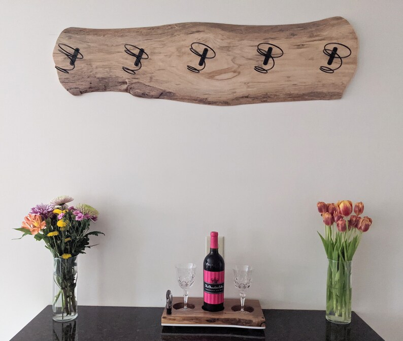 Live Edge Oak Horizontal Wine Rack White Washed Oak Wall Etsy