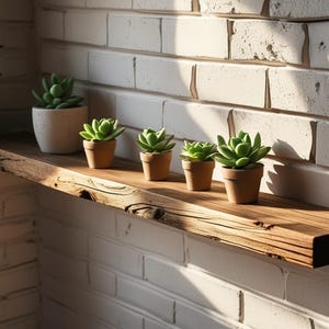 Rustic Oak Floating Shelf: Solid Hardwood, Heavy-Duty Brackets