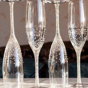 Champagne Wedding Flutes, Set of 2, Wedding Glasses, Bride and Groom ...