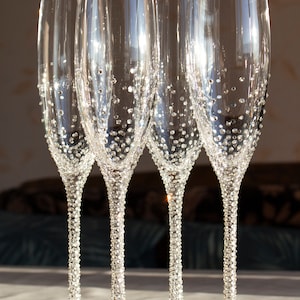 Champagne Wedding Flutes, Set of 2, Wedding Glasses, Bride and Groom ...