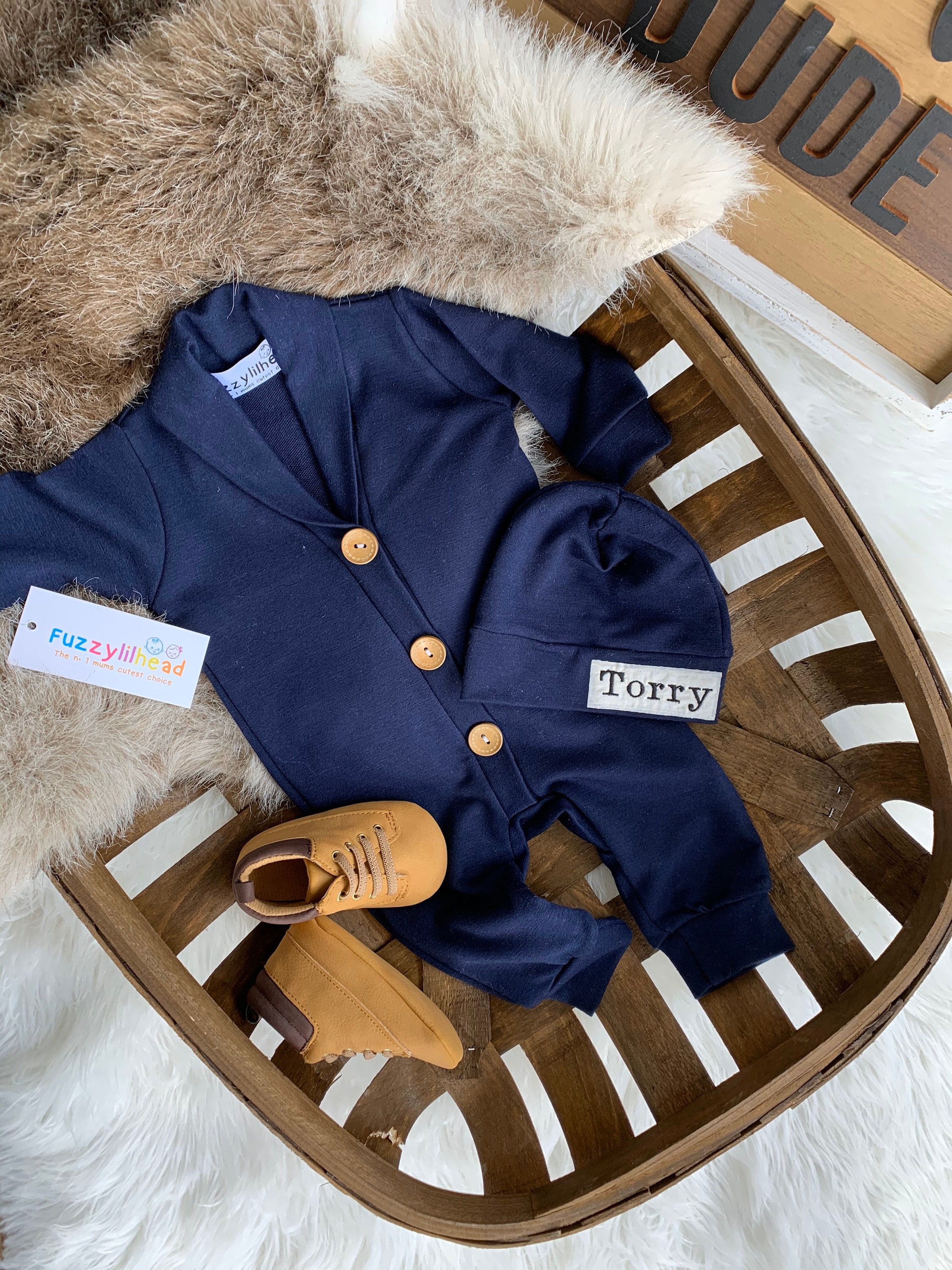 baby navy floral filada romper