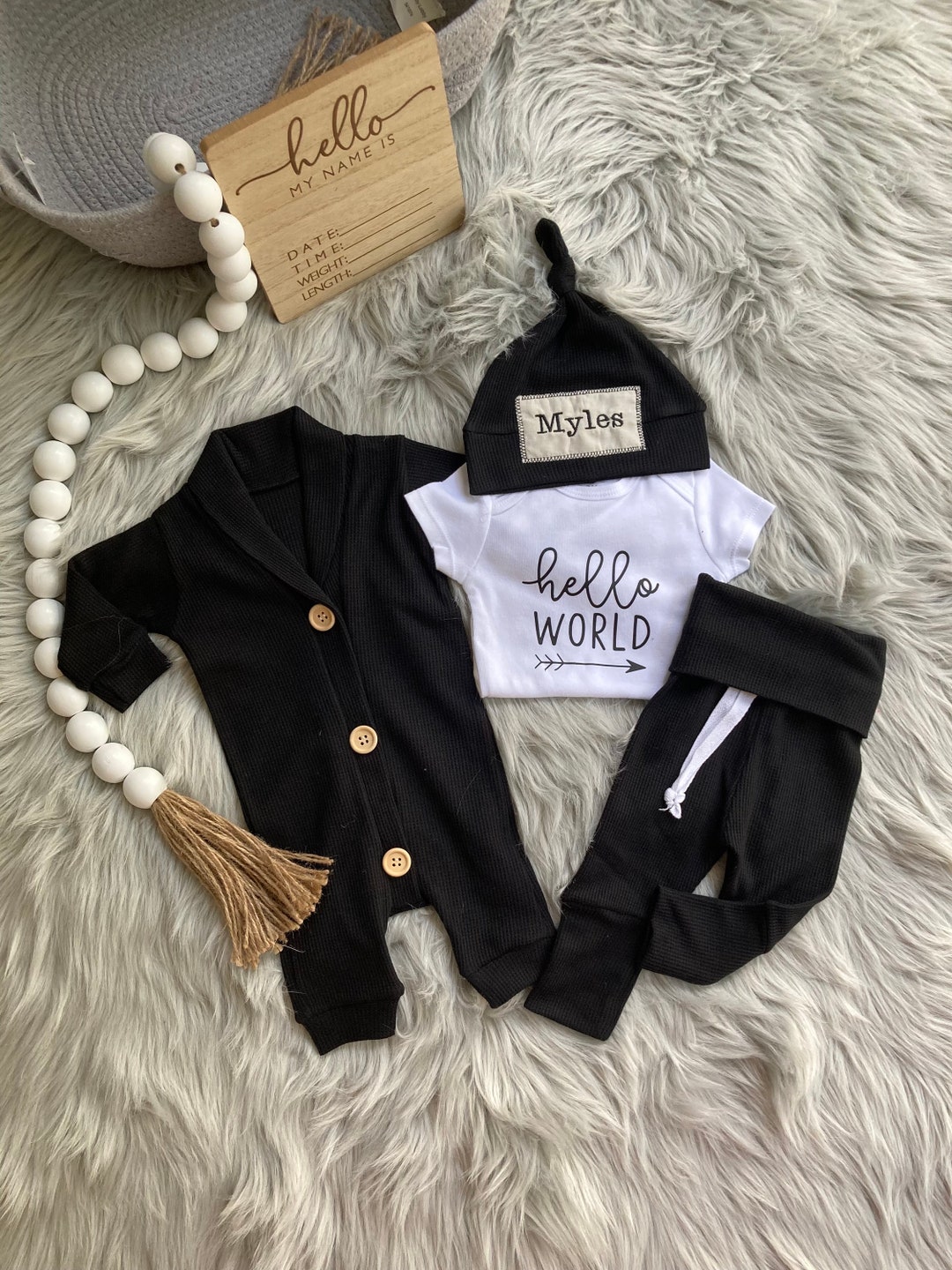 Newborn Boy Coming Home Outfit, Baby Boy Outfit With Embroidered