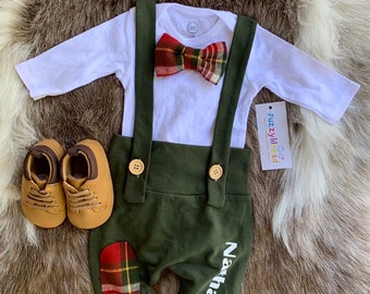 Newborn Boy Take Home Outfit, Boy Fall/Winter Outfit Thanksgiving Baby boy Outfit Boy Fall Picture outfit,name outfit with bow tie, preppy