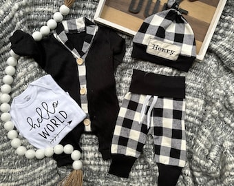 Newborn Boy Coming Home Outfit Baby Boy Hospital Outfit Take Me Home Newborn Baby Gift Baby Boy Clothes Personalized Newborn Hat MyFirst Set
