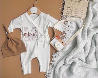 Coming Home Outfit Newborn Boy,Custom Infant Hospital Outfit,Personalized Neutral Baby Romper, Baby Boy Clothes,Baby Shower Gift,