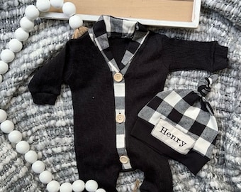 Personalized Baby Boy Bodysuit - Customizable Baby Romper, Soft Denim Romper, Newborn Gift, Baby Shower Present, Coming Home Outfit, Fall