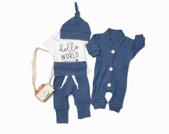 Newborn Boy Coming Home Outfit Baby Boy Hospital Outfit Take Me Home Newborn Baby Gift Baby Boy Clothes Personalized Newborn Hat MyFirst Set
