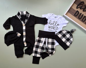 Newborn Boy Coming Home Outfit Baby Boy Hospital Outfit Take Me Home Newborn Baby Gift Baby Boy Clothes Personalized Newborn Hat MyFirst Set