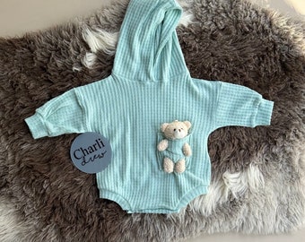 Snuggle Baby Romper for Newborn Boy.Waffle Knit Easter Photo Spring Romper. Easter Outfit.Baby Shower Gift Gender Neutral.Coming Home Outfit