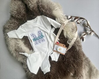 Coming Home Outfit Newborn Boy,Custom Infant Hospital Outfit,Personalized Neutral Baby Romper, Baby Boy Clothes,Baby Shower Gift,