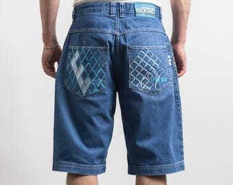 Y2K Baggy Denim Shorts Vintage Blue Skater Jorts L