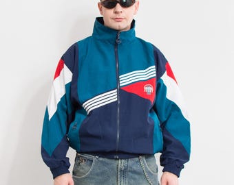 90年代のヴィンテージカラーブロックリバーエッジジップアップウィンド