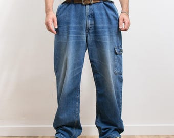 Wrangler Baggy Cargo Jeans | distressed jeans wide leg denim | men’s size XL/XXL