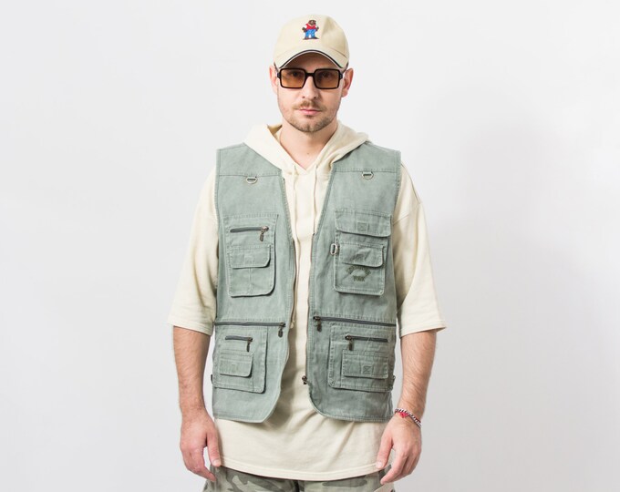 70'S Columbia Black Tag Reversible Fishing Vest Men's L Size Vintage / eaa490339