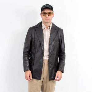 Vintage 70s leather jacket brown size L