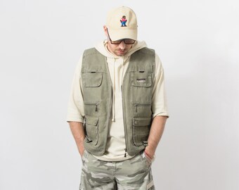 Vintage 90'S Sportfisher fishing vest, size M, men's cotton Beige type Vintage Second Hand