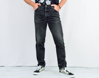 Mustang black jeans vintage denim tapered leg men 90s zip fly W38 L32 XL/XXL