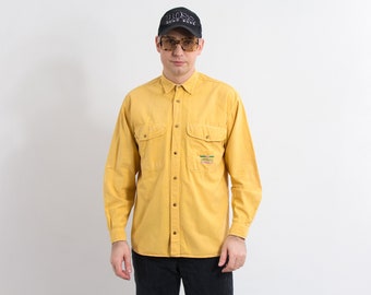 Mustard shirt long sleeve yellow collared men size M