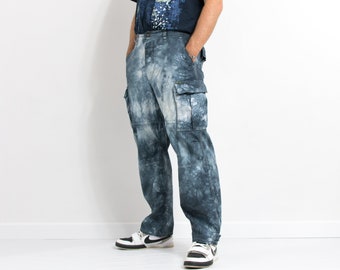 Tie dye cargo pants vintage wide leg baggy trousers size W34 L29