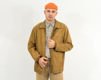 Vintage leather jacket autumn fall 90s brown men XXL