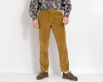 Mustard corduroy pants vintage straight leg trousers size L