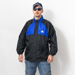 Adidas veste coupe-vent vintage noir bleu homme taille L