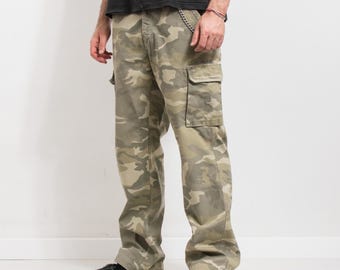 Baggy Camo Cargo Pants Vintage Y2K Military Trousers L/XL