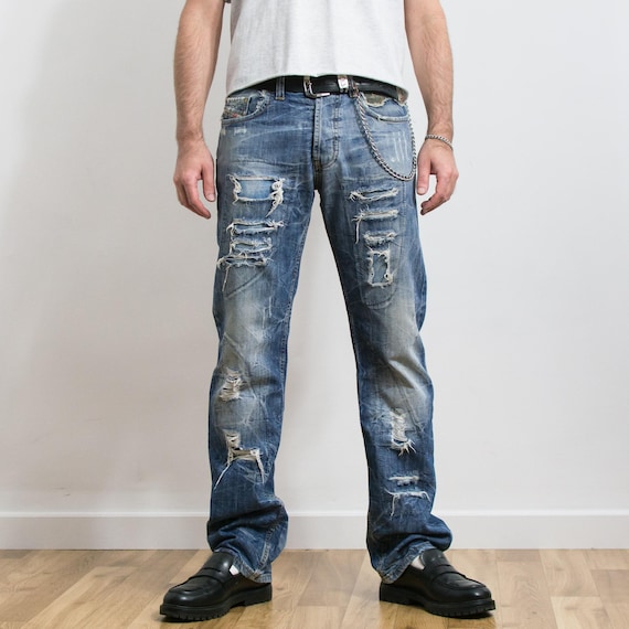 Diesel Y2K Distressed Straight Leg Jeans Size 32 - Etsy