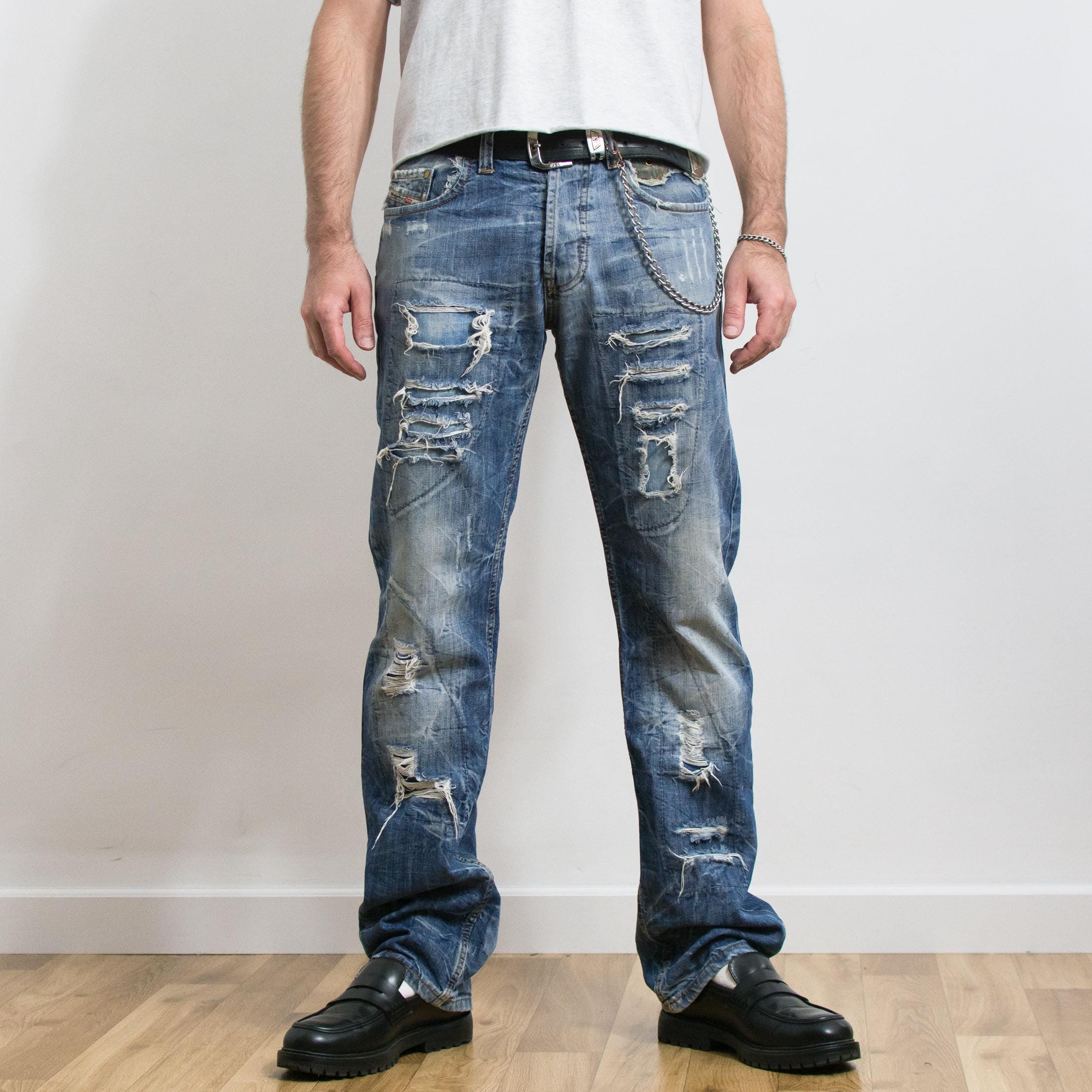 Diesel Y2K Distressed Straight Leg Jeans Size 32 - Etsy