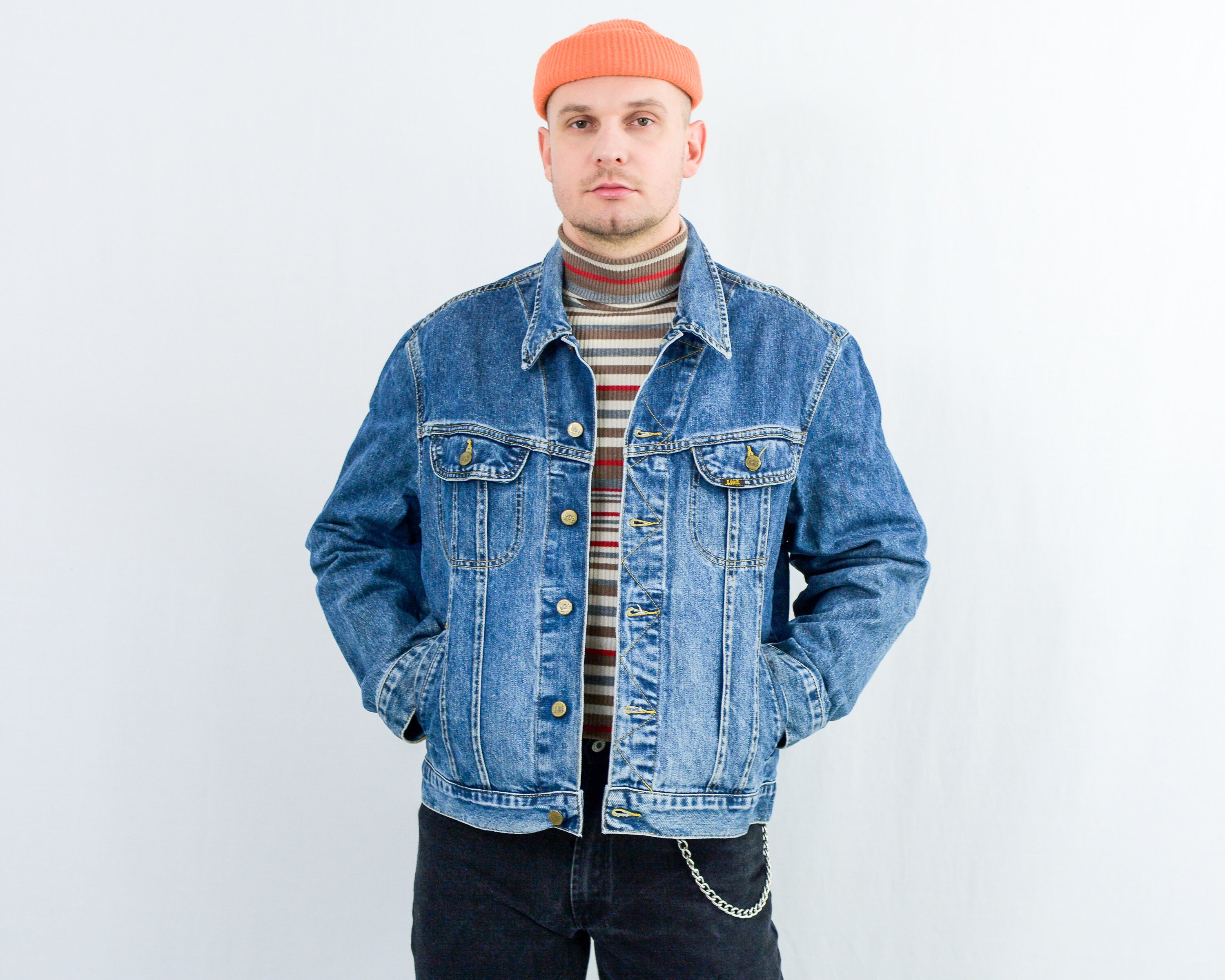 LEE Denim Jacket Navy Blue Jean Vintage 