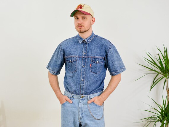 mens levi short sleeve denim shirt