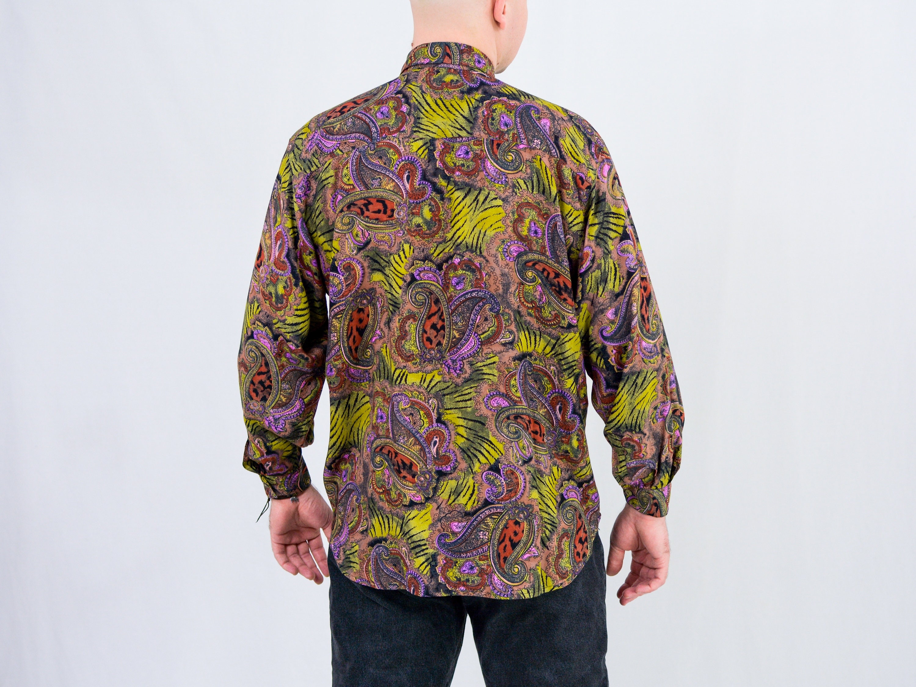 Paisley Shirt Printed Long Sleeve 90s 