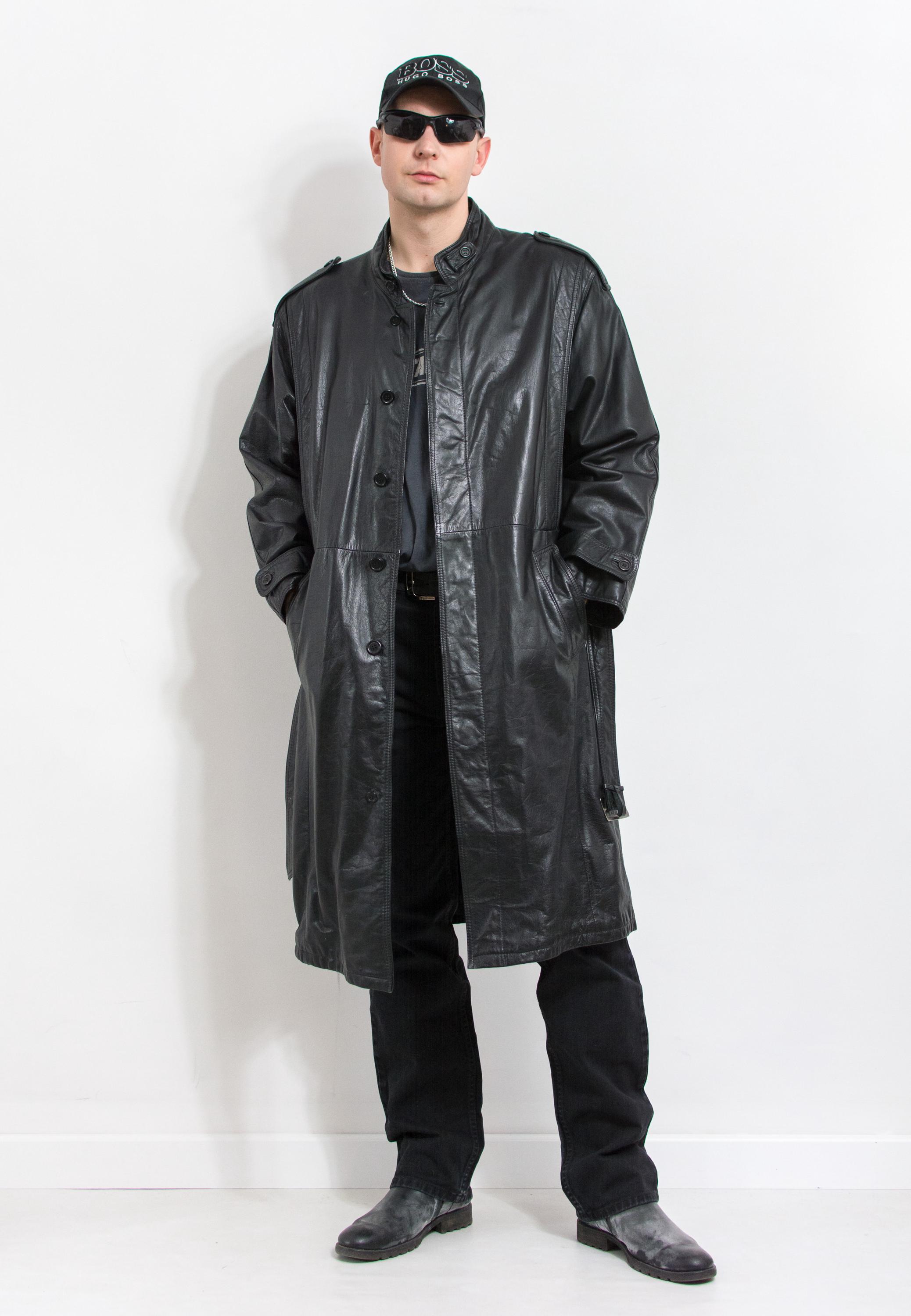 Black Leather Trench Coat Vintage 90's Matrix Men Size L - Etsy