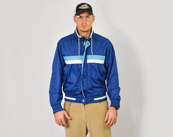 Blue Vintage Jacket Windbreaker Full Zip 80's Sport Track