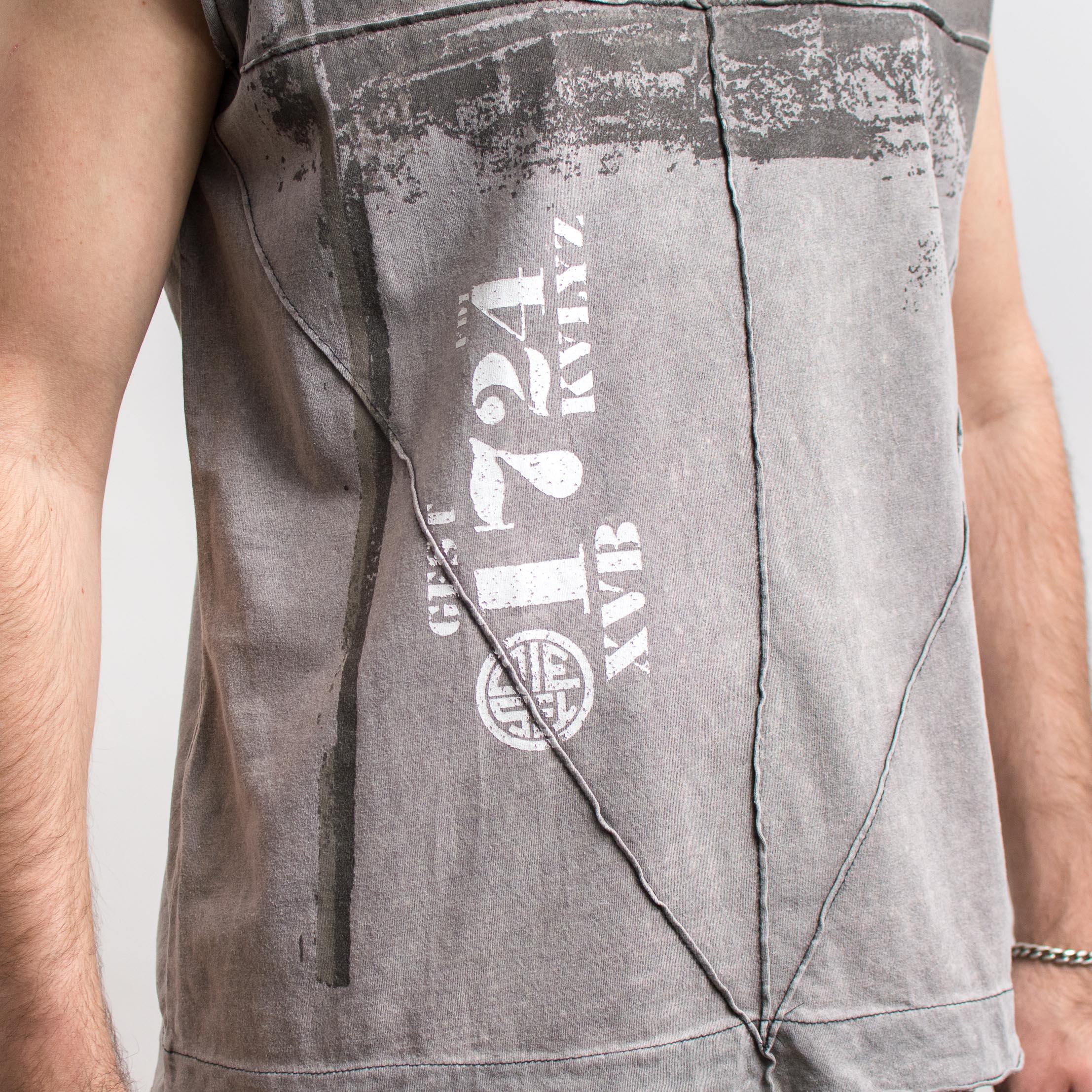 Tank Top Vintage Y2K | Grunge Sleeveless Shirt Gray Military
