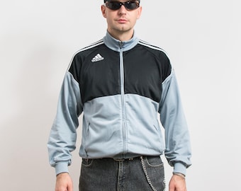 Vintage Y2K Adidas Men's Essentials Track Jacket Size M Black With