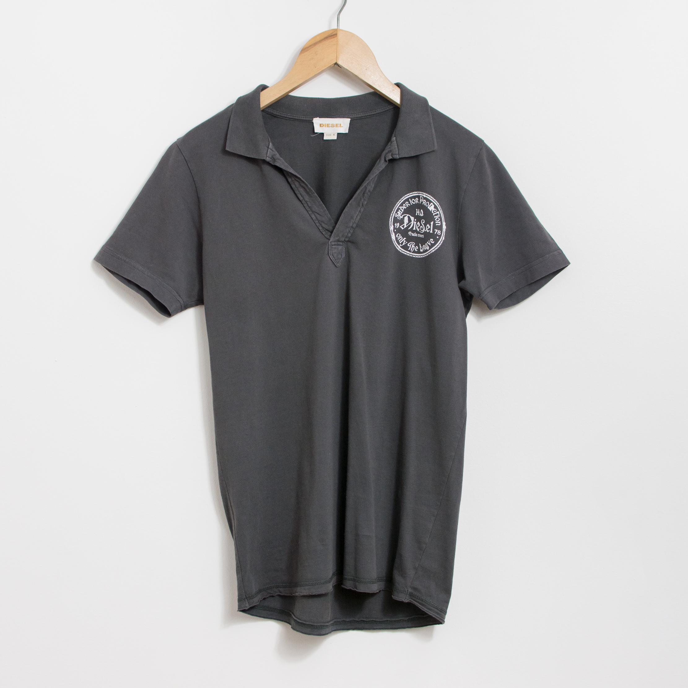 Diesel Polo Shirt Gray Y2K Men's Cotton Top M - Etsy