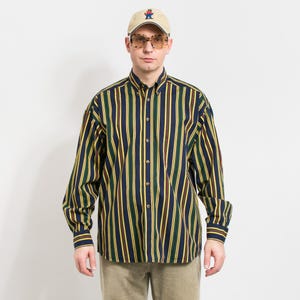Vintage striped formal shirt long sleeve button down men size L/XL