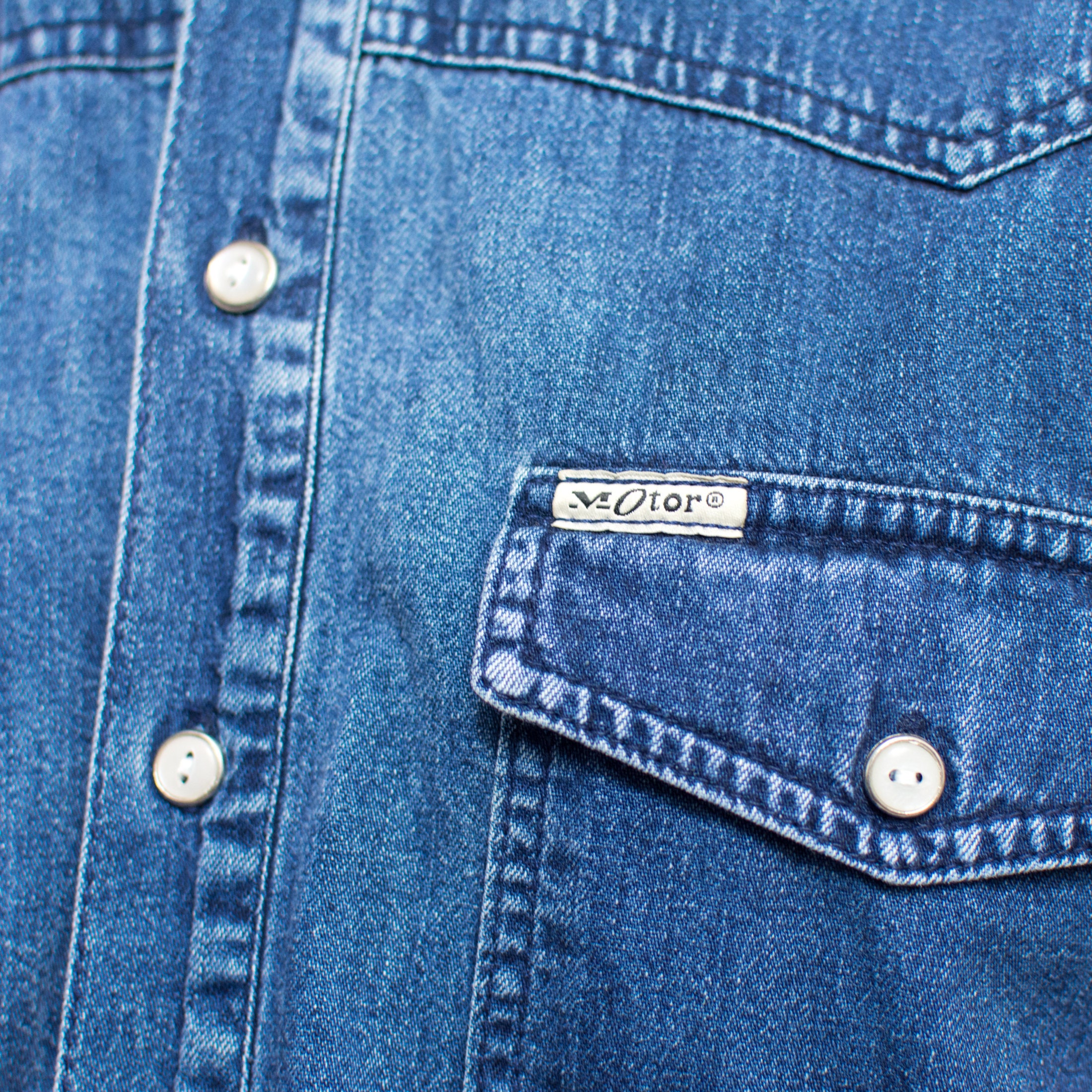 Chemise Homme Délavée Faded Glory Vintage Années 90 - Rayée Denim Bleu - Taille 2XLT - Manches Courtes