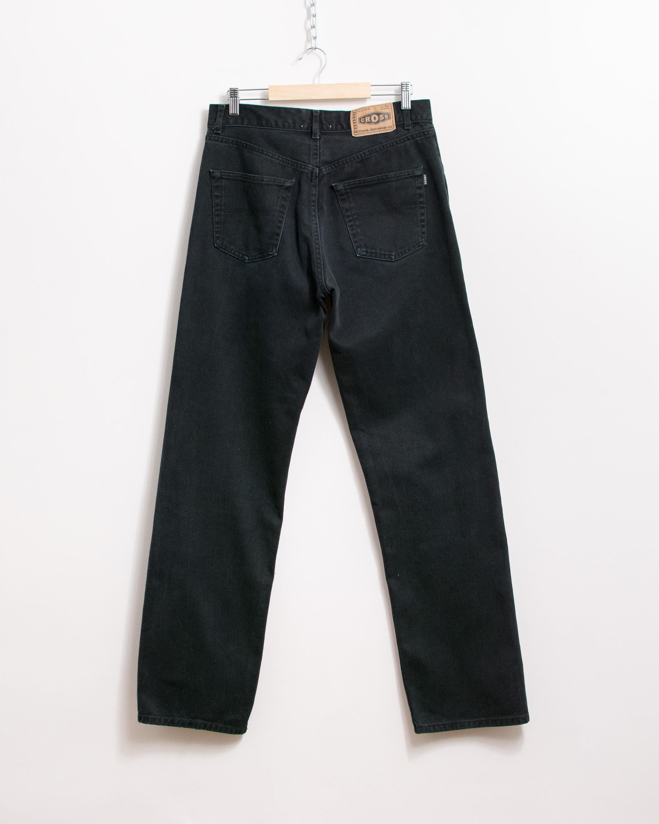CROSS Black Vintage Jeans | Straight Leg 90s Denim Pants | Men's
