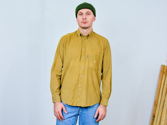 mustard denim shirt
