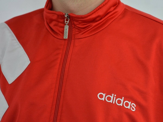 Adidas Trainingsanzug Top rot Vintage Sweatshirt Oldschool Sport drei 3 Streifen retro Track Jacke der 90er Jahre Hipster dunkelblau Reißverschluss Adidas Trainingsanzug Top rot Vintage Sweatshirt Oldschool Sport drei 3 Streifen retro Track Jacke der 90er Jahre Hipster dunkelblau Reißverschluss
