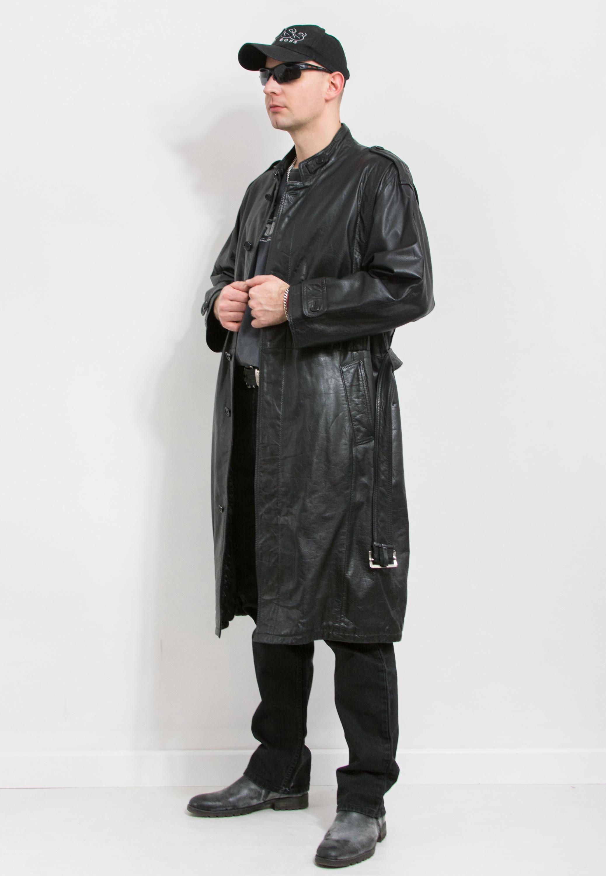 Black Leather Trench Coat Vintage 90's Matrix Men Size L - Etsy UK